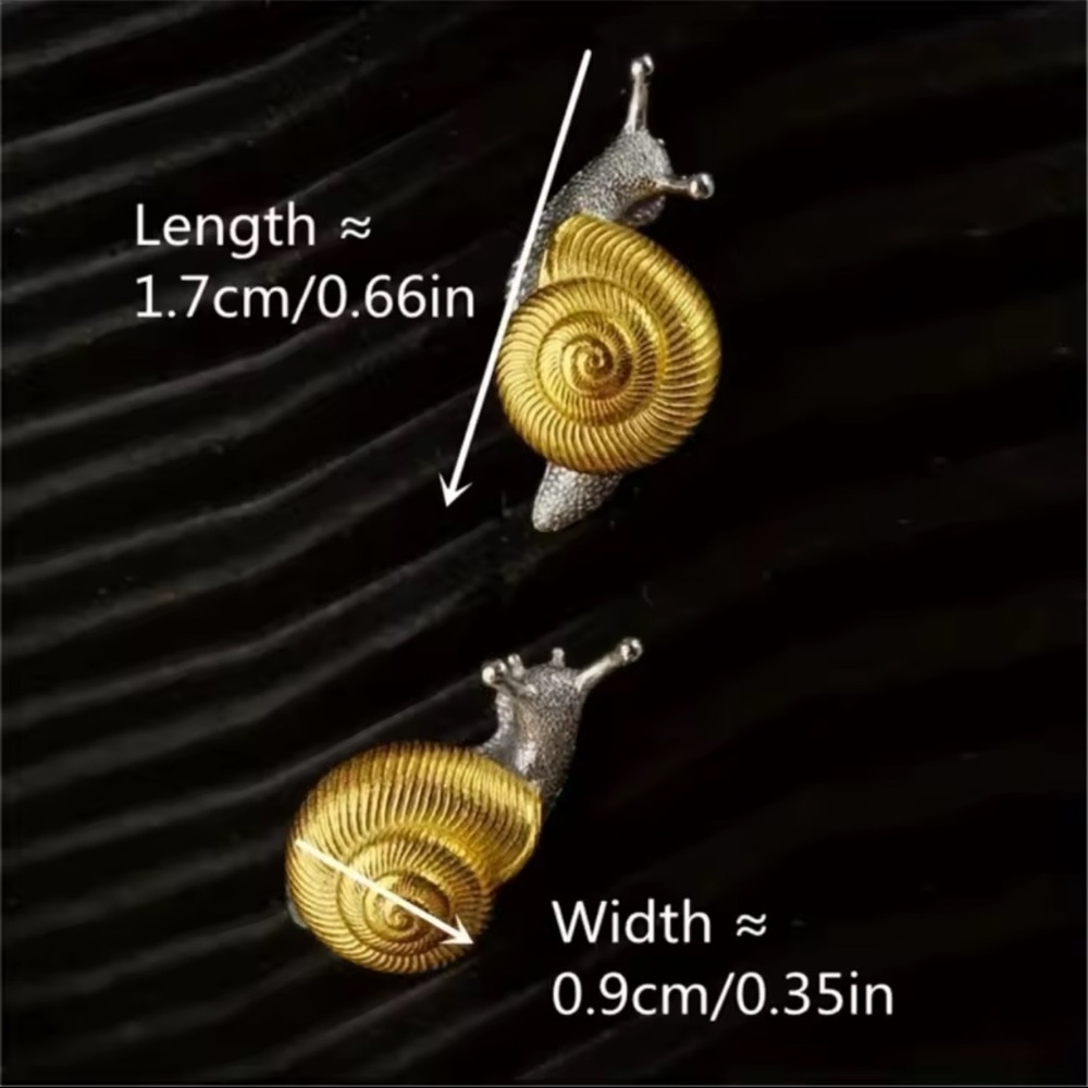 Snail Petite Gold Silver Earrings - Picture 7 of 9
